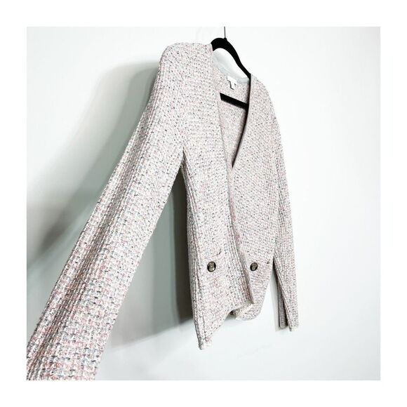 J. Jill Cotton Nylon Pink Cardigan Sweater Jacket Size S Clasp Front Textured V - Picture 6 of 10